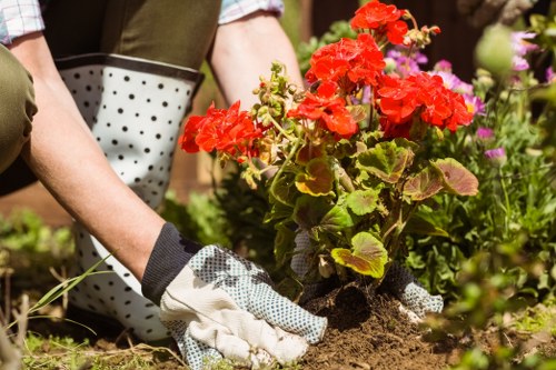 Mayfair gardener installing garden hardscaping